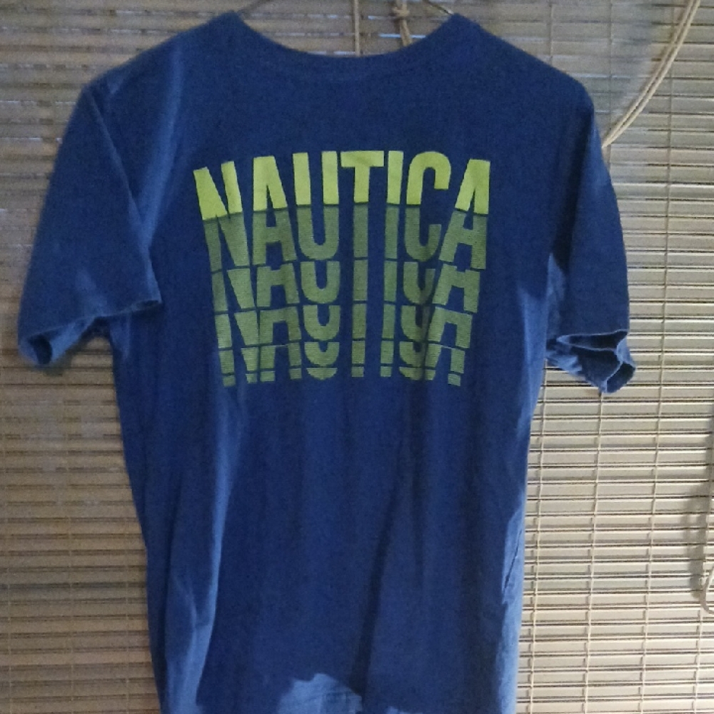 Nautica Men's Navy Tee with Yellow Logo